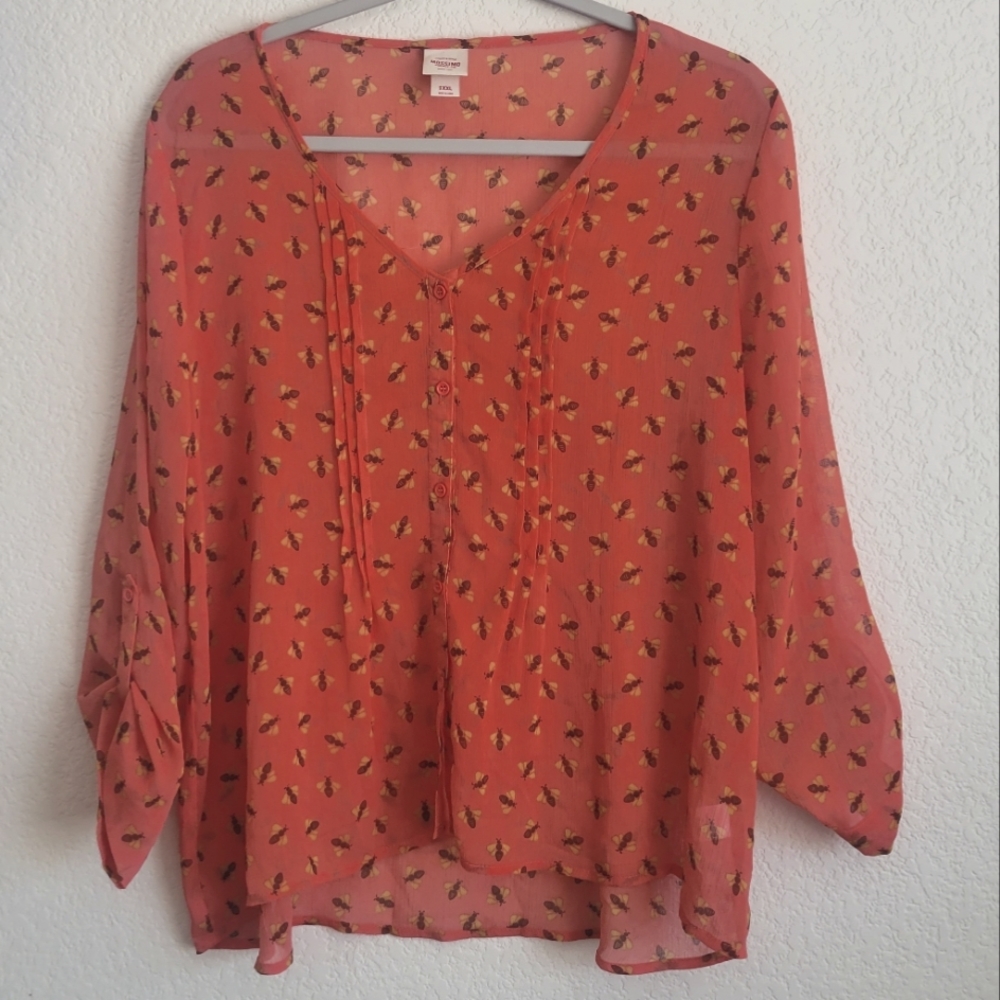 Mossimo Bee Sheer Blouse in Dark Peach